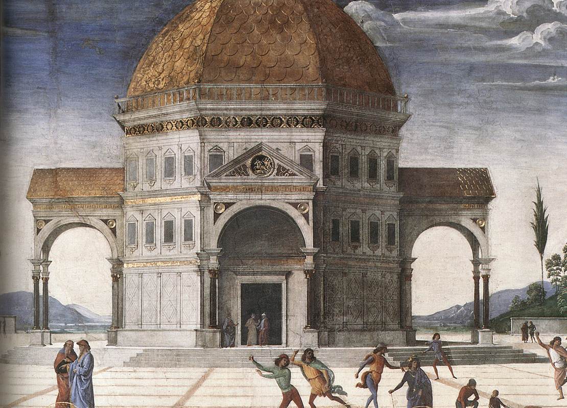 PERUGINO, Pietro Christ Handing the Keys to St. Peter (detail) s